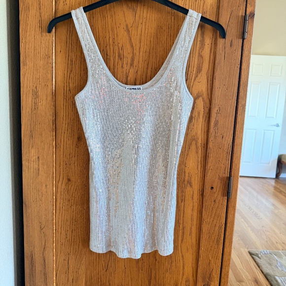 Express Tops - Express silver sequins tank top S